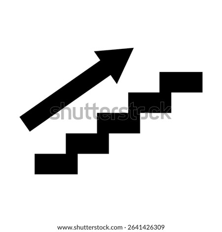 Stairs up arrow graph sign icon. Flat web walk step design vector illustration .