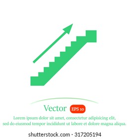 Stairs with arrow. Up.Vector icon.