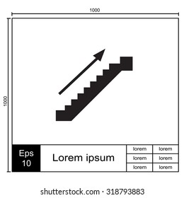 Stairs with arrow. Up.Vector icon.
