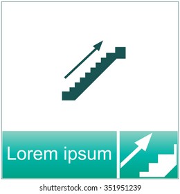 Stairs with arrow. Up.Vector icon.