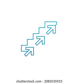 Stairs and arrows pointing upwards. Vector icon.