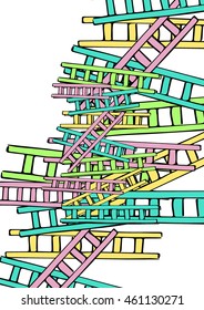 Stairs - art vector illustration. Felled staircase.