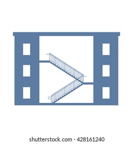 Stairs between buildings. Vector graphic illustration