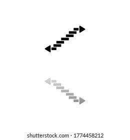 Stairs. Black symbol on white background. Simple illustration. Flat Vector Icon. Mirror Reflection Shadow. Can be used in logo, web, mobile and UI UX project
