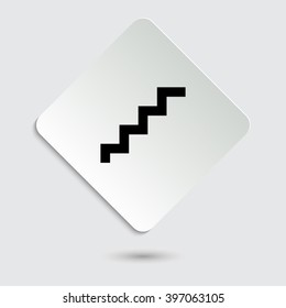 stairs - black vector icon on  a paper button