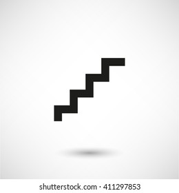 stairs - black vector  icon with shadow