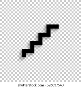 stairs - black vector  icon with shadow