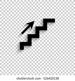 stairs - black vector icon with shadow