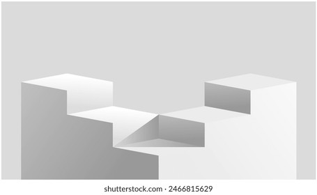 stairs block cube podium stage 3d Abstract minimal scene mockup products display, Stage showcase. Vector geometric form