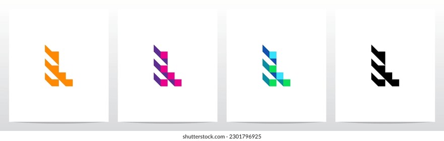 Stairs Block Geometric Abstract Letter Logo Design L