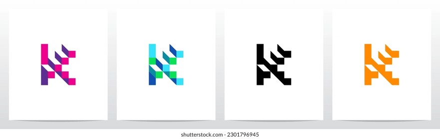 Stairs Block Geometric Abstract Letter Logo Design K