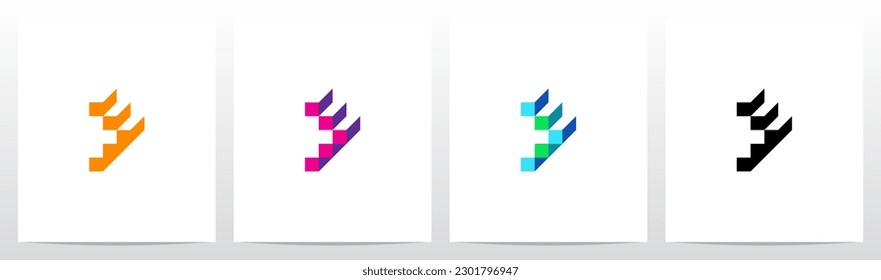 Stairs Block Geometric Abstract Letter Logo Design D