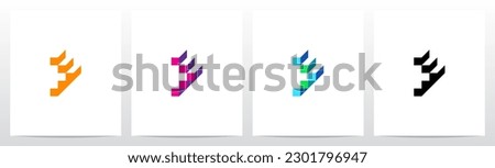 Stairs Block Geometric Abstract Letter Logo Design D