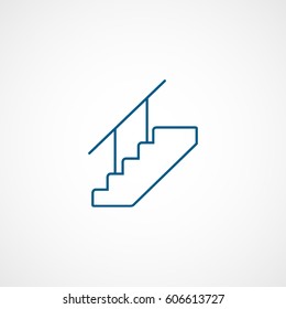 Stairs Blue Line Icon On White Background