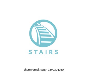 Stairs blue logo circle illustration