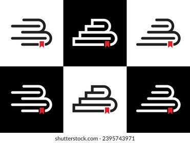 stairs book logo design, education symbol vector