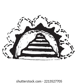 stairs in the cave hand drawn vector