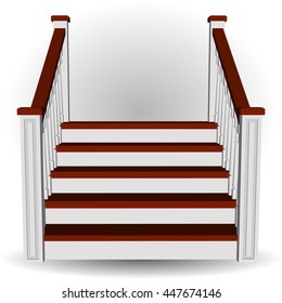 Stairs classical icon. Ladder 3d front view isolated. Vector illustration on white background.