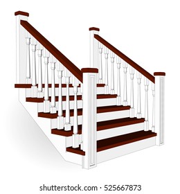 Stairs classical icon. Ladder 3d side view isolated. Vector illustration on white background