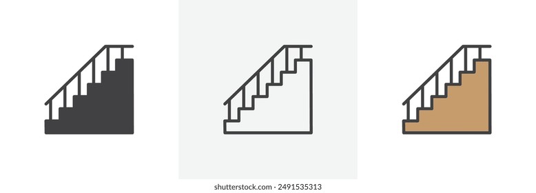 Stairs colored icon set. Eps 10