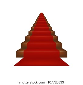 Stairs covered with red carpet