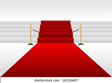 Stairs covered with red carpet