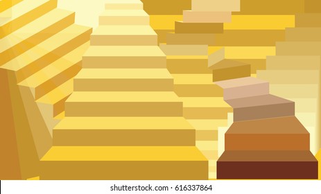 Stairs of different directions as an abstract background