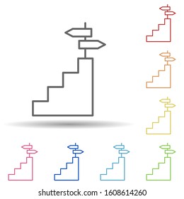 Stairs, direction in multi color style icon. Simple thin line, outline vector of business icons for ui and ux, website or mobile application