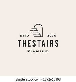 up stairs door niche arch hipster vintage logo vector icon illustration