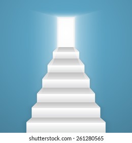Stairs up to the door. Vector illustration.