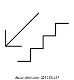 Stairs down arrow graph sign icon. Flat web walk step design vector illustration .