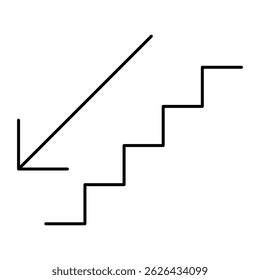 Stairs down arrow graph sign icon. Flat web walk step design vector illustration .