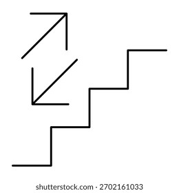 Escaleras arriba y abajo icono de signo de gráfico de flecha. Ilustración vectorial de diseño de paso de Web plano .