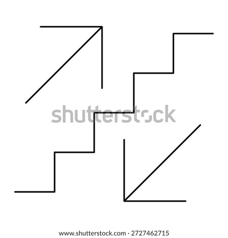 Stairs up and down arrow graph sign icon. Flat web walk step design vector illustration .
