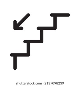 Stairs down line icon. Staircase pictogram. Ladder sign. Linear style stairs symbol. Editable stroke. Vector graphics