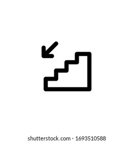 Stairs Down Public Sign Outline Icon Vector Illustration

