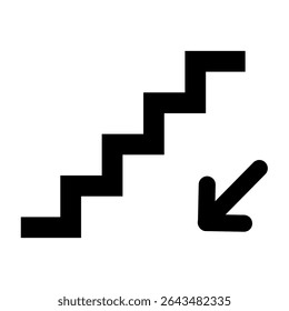 stairs down sign isolated on white background. vector ilustration.