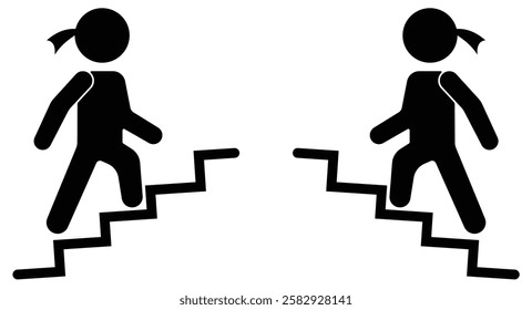 Stairs up and Stairs down sign vector icons in line style design for website design, app, UI, isolated on white background. 