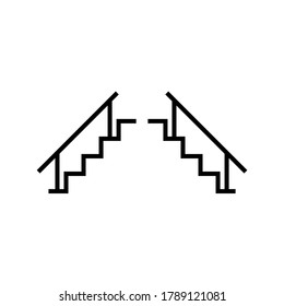 Stairs up and stairs down symbol set. Stairs icon upward, downward, isolated vector illustration set