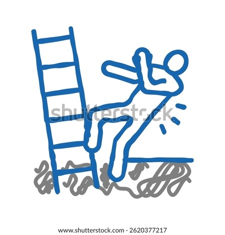 stairs fall man accident doodle icon sketch vector. stairs fall man accident sign. isolated symbol illustration