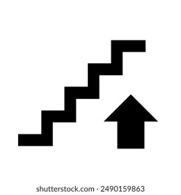 Stairs go up vector icon.
simple vector icon of stairs or steps to go up. stairs vector icon with up arrow.