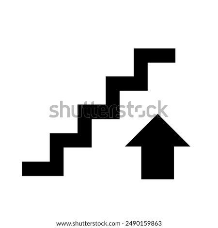 Stairs go up vector icon.
simple vector icon of stairs or steps to go up. stairs vector icon with up arrow.