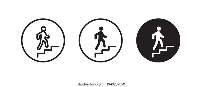 Stairs going up, Stairs, climbing, walking, go up icons button, vector, sign, symbol, logo, illustration, editable stroke, flat design style isolated on white