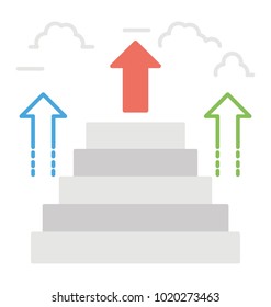 
Stairs going upward, career path flat icon
