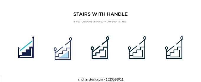 stairs with handle icon in different style vector illustration. two colored and black stairs with handle vector icons designed in filled, outline, line and stroke style can be used for web, mobile,