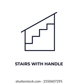 stairs with handle  outline icon. Linear vector from construction concept. Thin line stairs with handle  icon isolated on white background