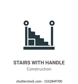 Stairs with handle vector icon on white background. Flat vector stairs with handle icon symbol sign from modern construction collection for mobile concept and web apps design.