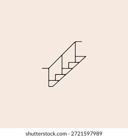 Stairs with handrail icon flat vector design