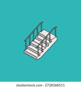 Stairs with handrail icon flat vector design.