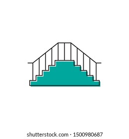 Stairs with handrail vector icon symbol isolated on white background